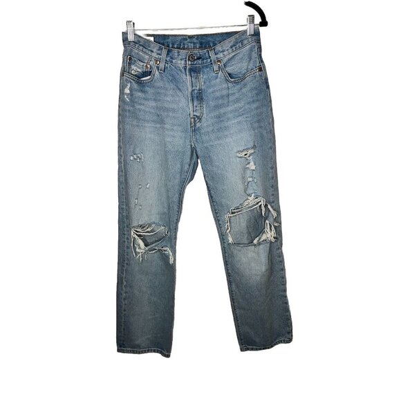 Levi's Denim - Levi's 501 '90s Jeans Big E W28x32 Mid Rise Straight Leg Button Fly Distress T
